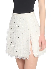 Polka Dot Tweed Miniskirt