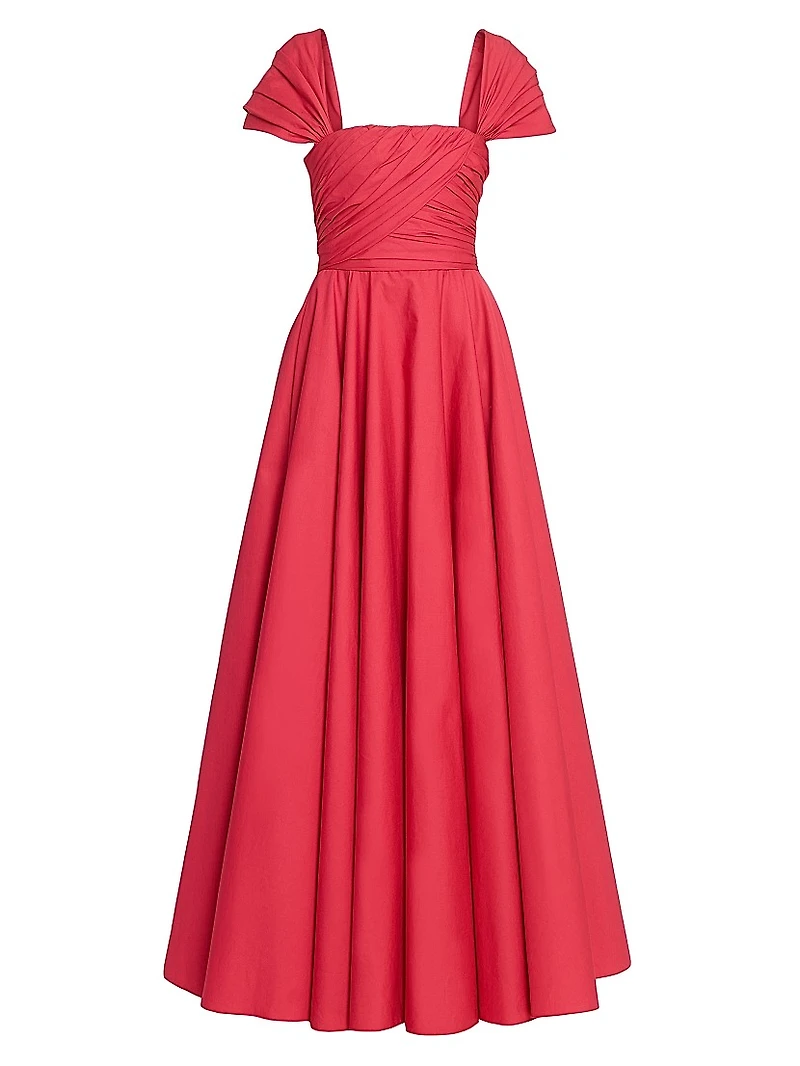 Pleated Cotton Poplin Gown