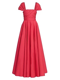 Pleated Cotton Poplin Gown