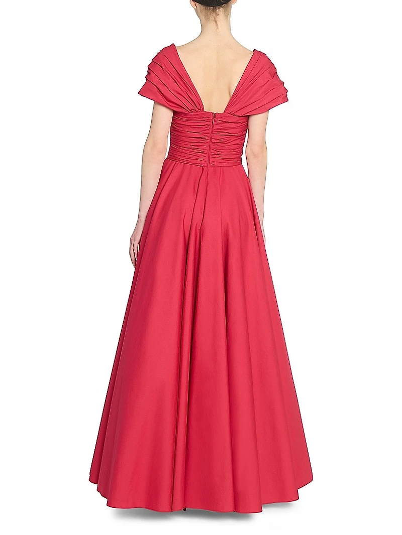 Pleated Cotton Poplin Gown