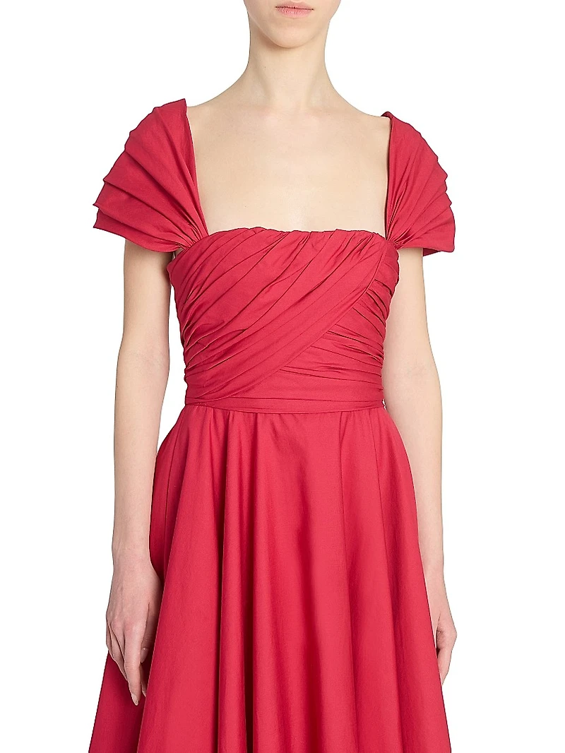 Pleated Cotton Poplin Gown