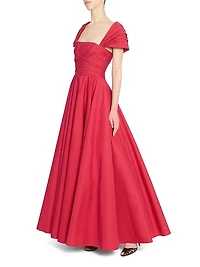 Pleated Cotton Poplin Gown