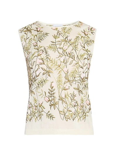 Emrboidered Cashmered-Silk Sweater Vest