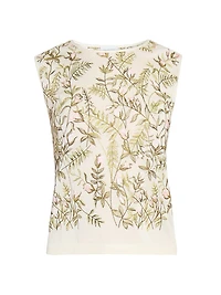 Emrboidered Cashmered-Silk Sweater Vest