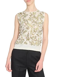 Emrboidered Cashmered-Silk Sweater Vest