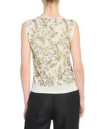 Emrboidered Cashmered-Silk Sweater Vest