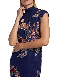 Leela Leaf-Print Sleeveless Midi-Dress