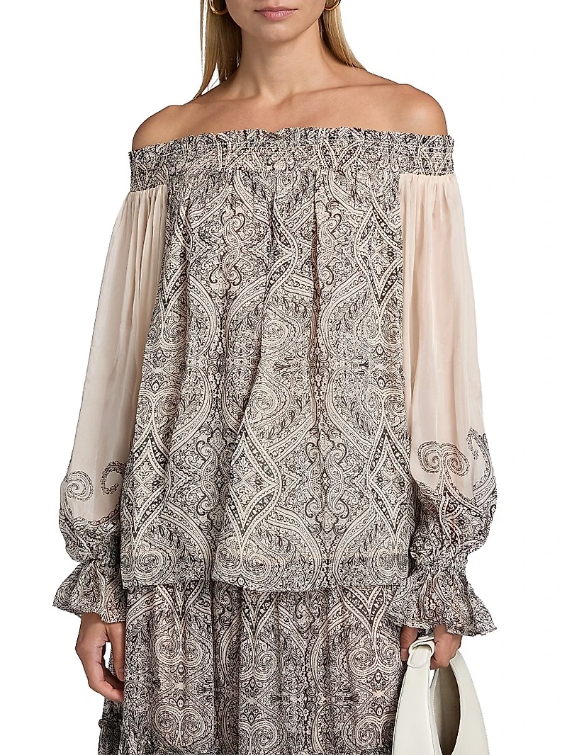 Chavi Paisley Off-The-Shoulder Top