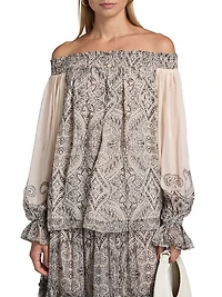 Chavi Paisley Off-The-Shoulder Top