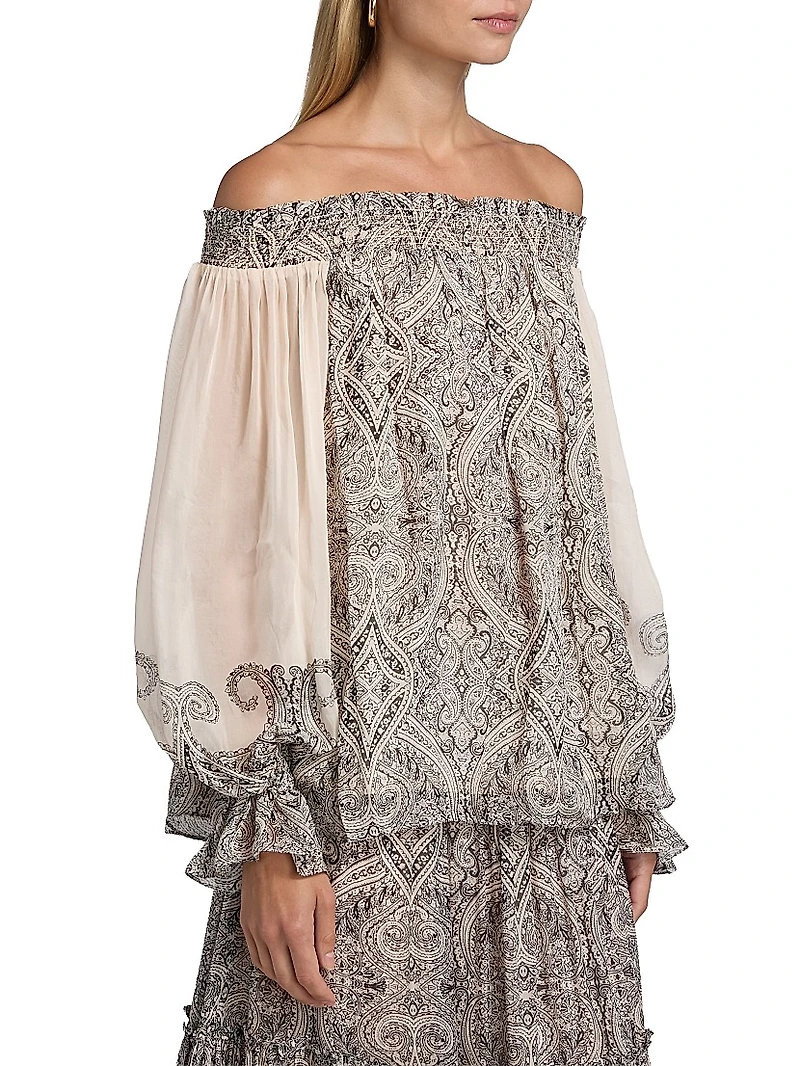 Chavi Paisley Off-The-Shoulder Top