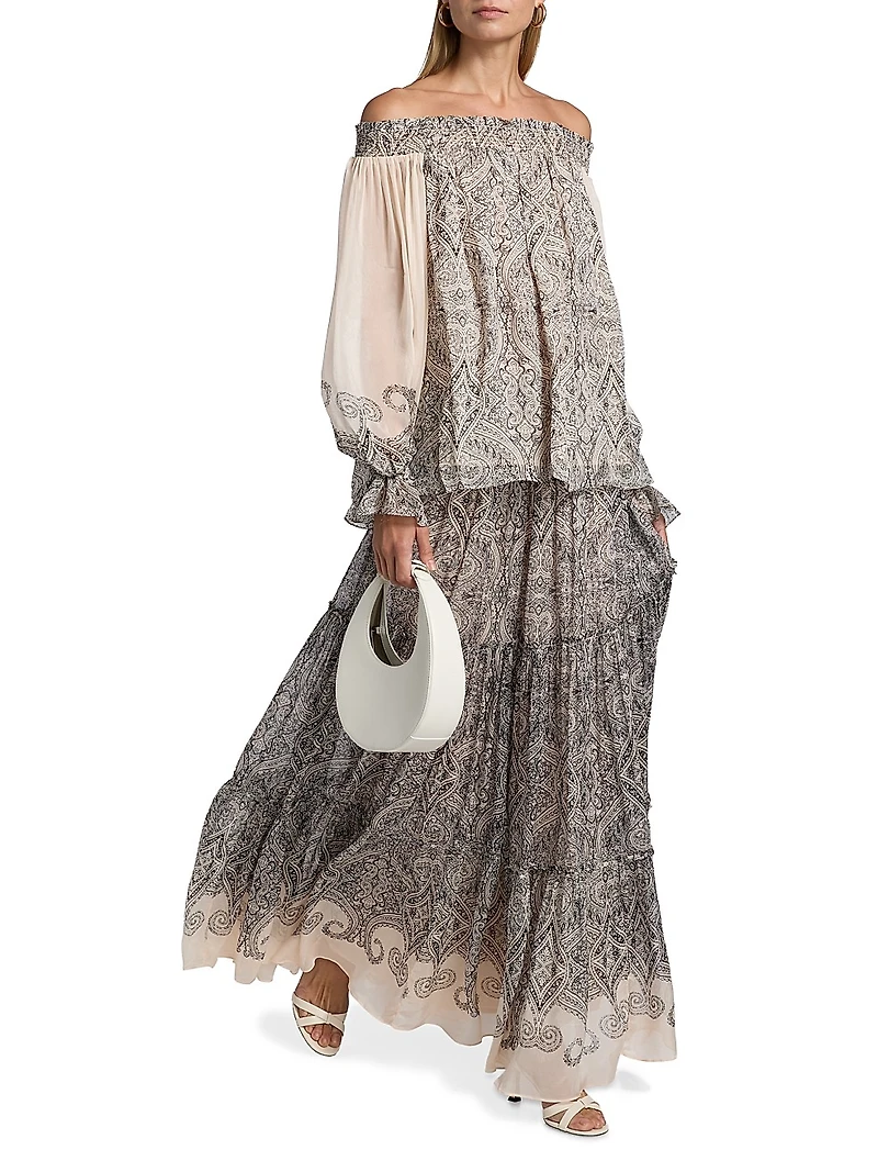 Chavi Paisley Off-The-Shoulder Top