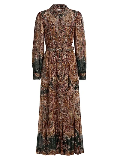 Ruza Printed Metallic Maxi Shirtdress