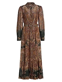 Ruza Printed Metallic Maxi Shirtdress