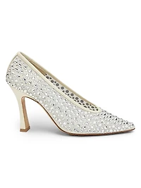 Sofia 90MM Crystal-Embellished Leather Pumps