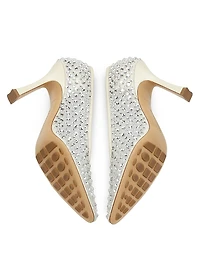 Sofia 90MM Crystal-Embellished Leather Pumps