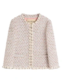 Embroidered Ribbon Tweed Jacket