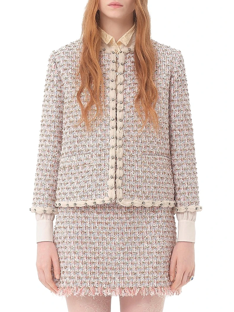 Embroidered Ribbon Tweed Jacket