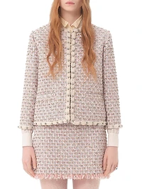 Embroidered Ribbon Tweed Jacket