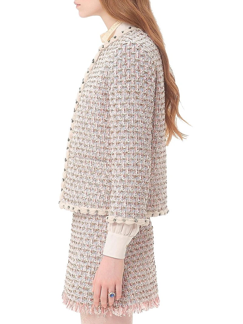 Embroidered Ribbon Tweed Jacket