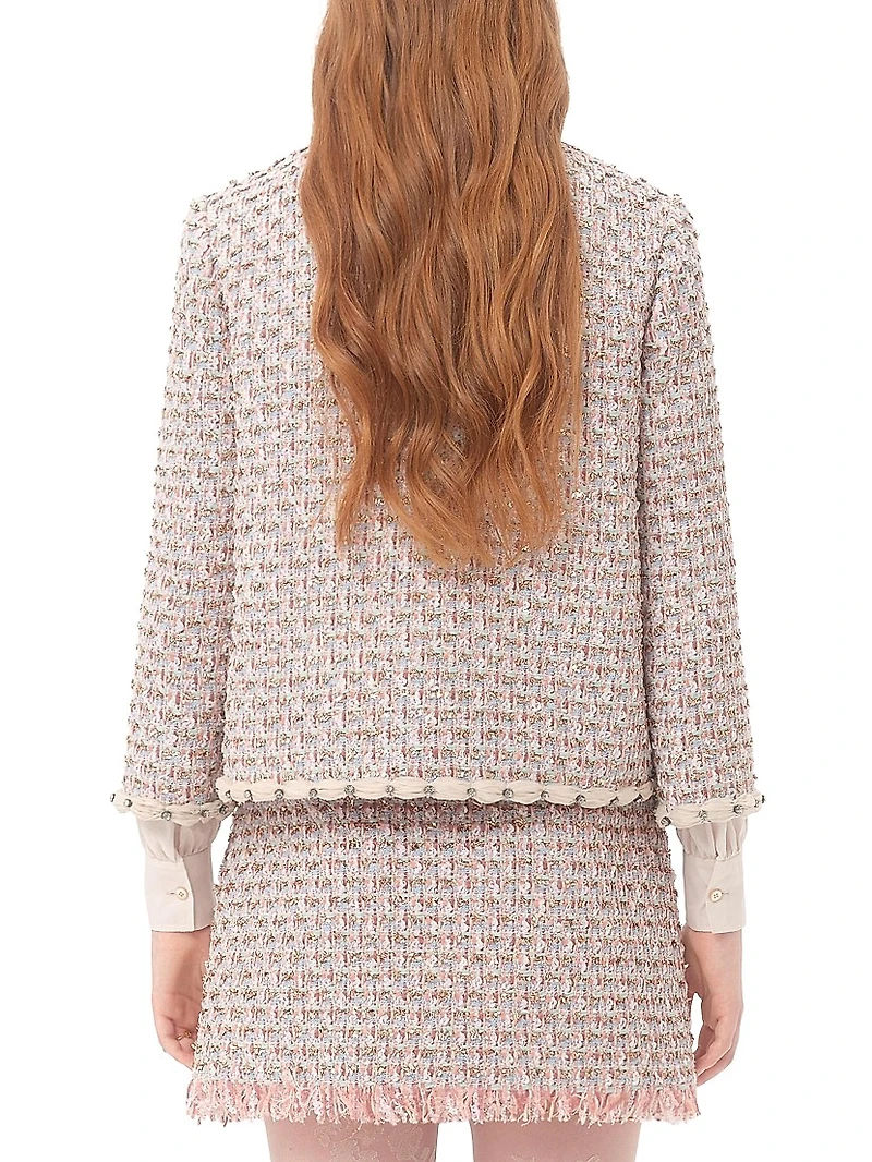 Embroidered Ribbon Tweed Jacket