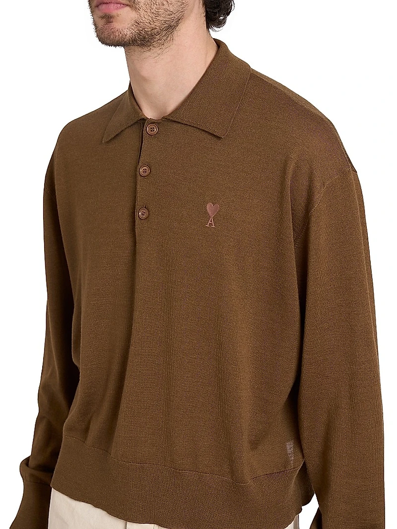 ADC Logo Long-Sleeve Polo Sweater