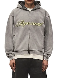 Script Logo Cotton Zip-Front Hoodie