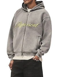 Script Logo Cotton Zip-Front Hoodie
