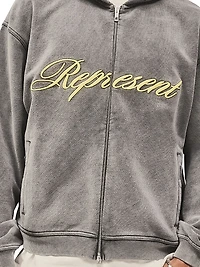 Script Logo Cotton Zip-Front Hoodie