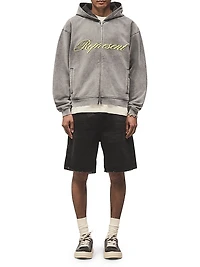 Script Logo Cotton Zip-Front Hoodie