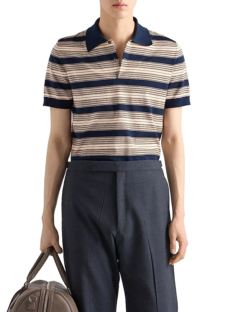 Striped Cotton Polo Shirt