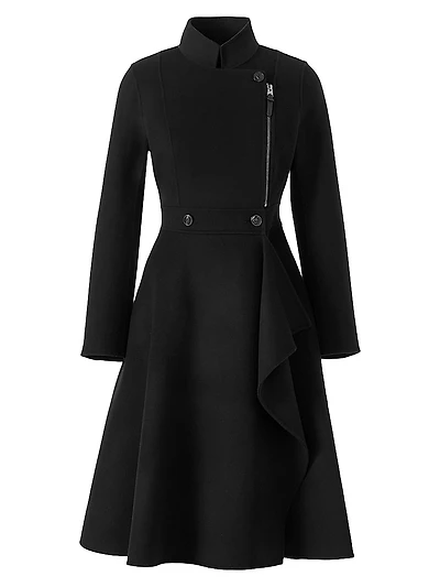 Annia Wool Flared Wrap Coat