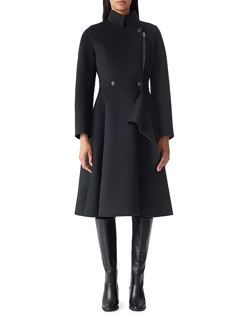 Annia Wool Flared Wrap Coat