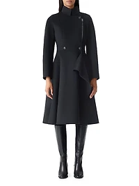 Annia Wool Flared Wrap Coat
