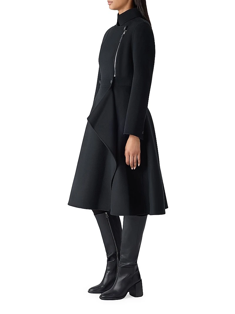 Annia Wool Flared Wrap Coat