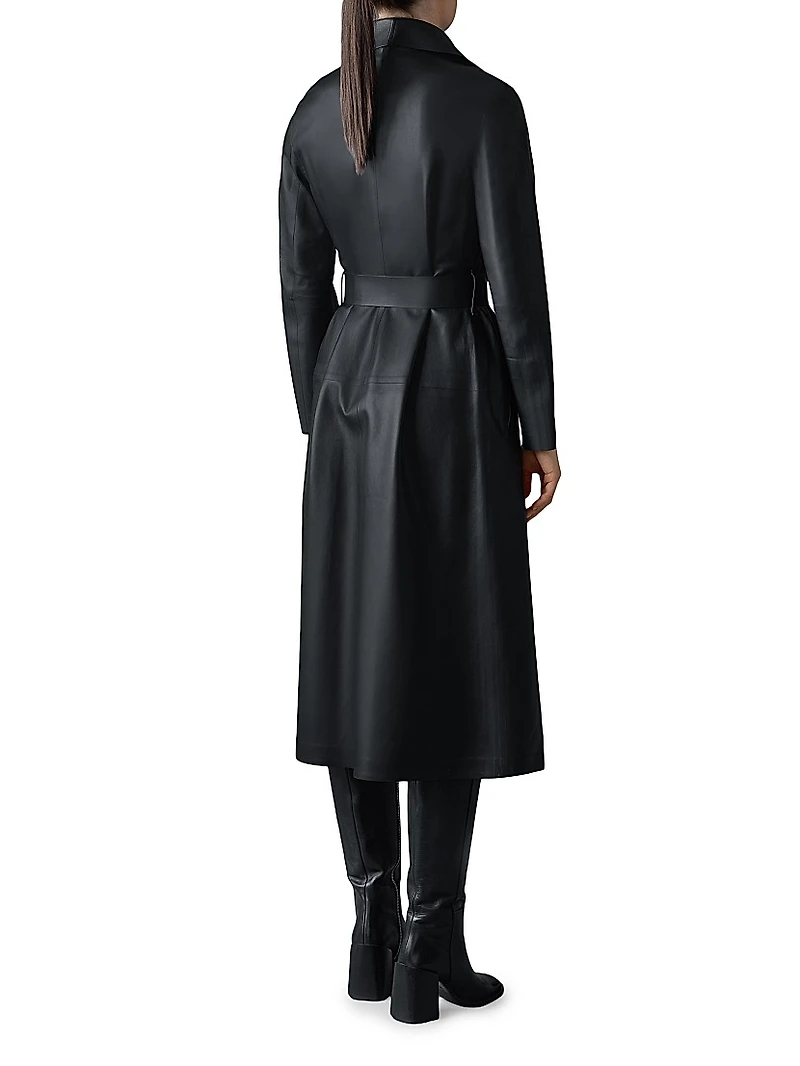 Mai Leather Waterfall Maxi Wrap Coat