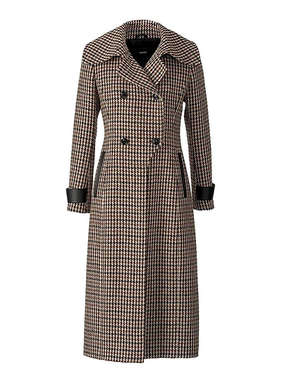 Elodie Tailored Houndstooth Wool Maxi Coat