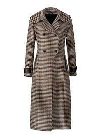 Elodie Tailored Houndstooth Wool Maxi Coat