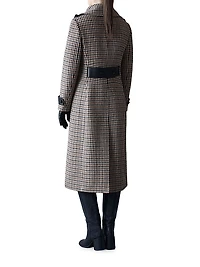 Elodie Tailored Houndstooth Wool Maxi Coat