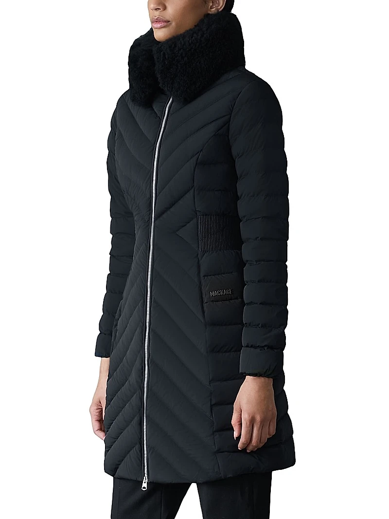 Lyris Shearling-Trim Down Coat