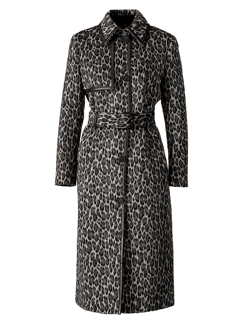 Zeva Animal-Printed Wool-Blend Coat