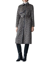 Zeva Animal-Printed Wool-Blend Coat