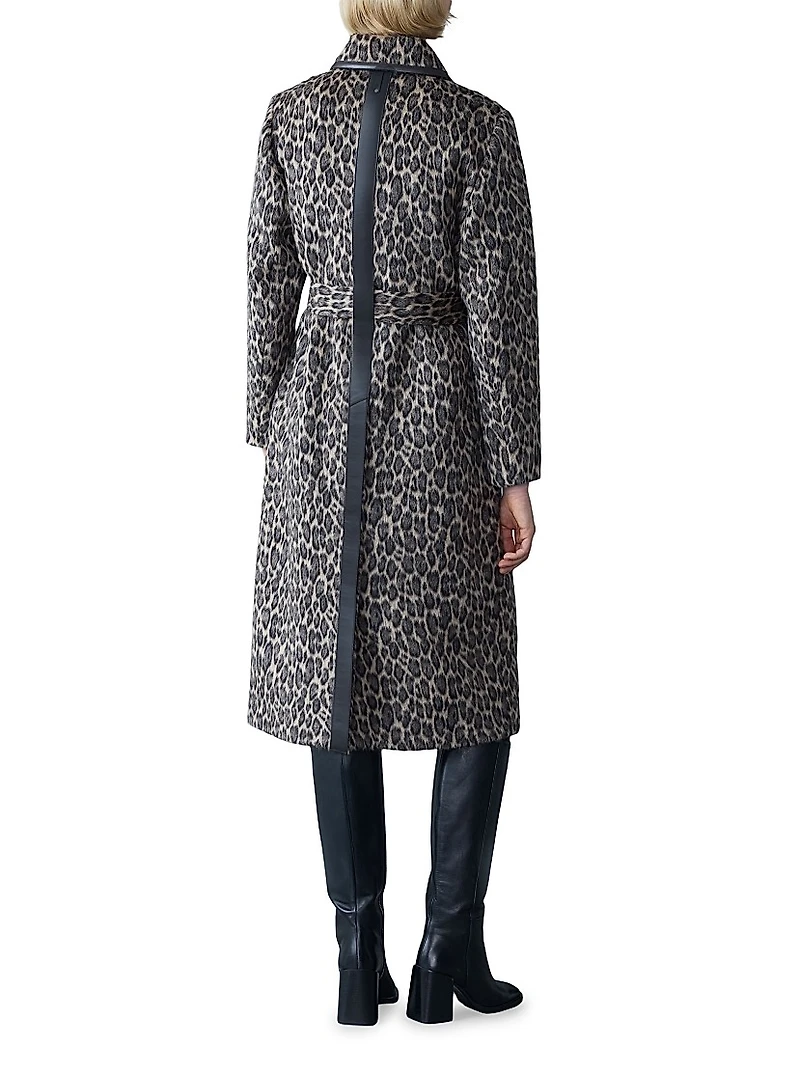 Zeva Animal-Printed Wool-Blend Coat