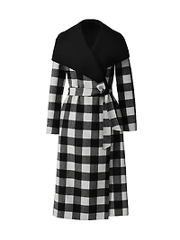 Mai-Pl Check Wool Reversible Wrap Coat