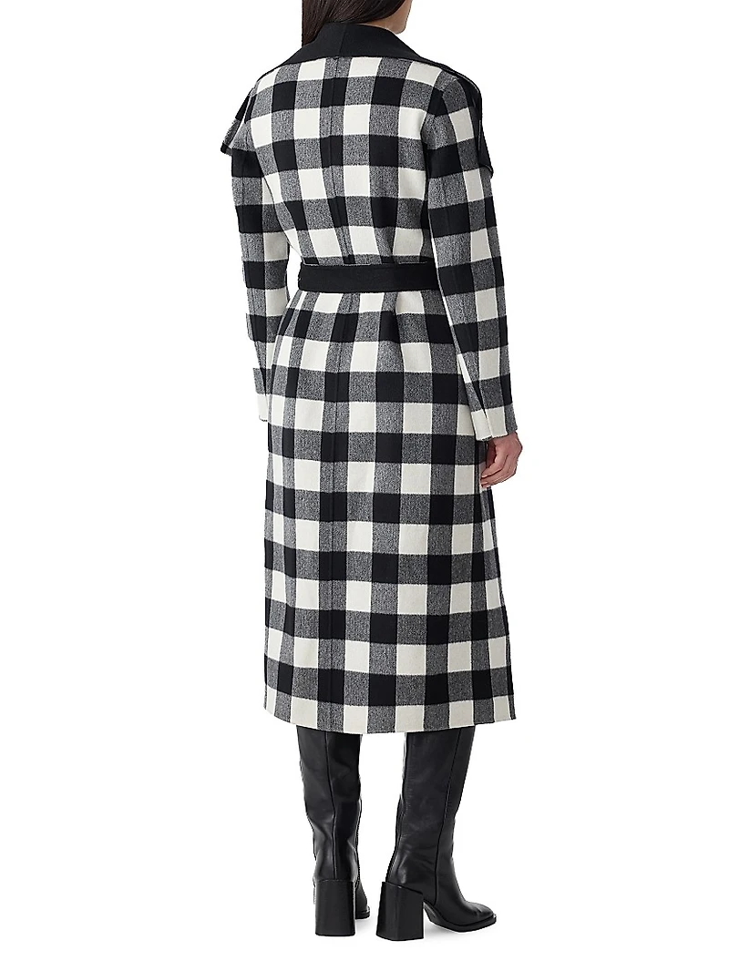 Mai-Pl Check Wool Reversible Wrap Coat