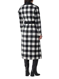 Mai-Pl Check Wool Reversible Wrap Coat