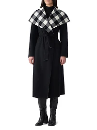 Mai-Pl Check Wool Reversible Wrap Coat