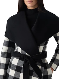Mai-Pl Check Wool Reversible Wrap Coat