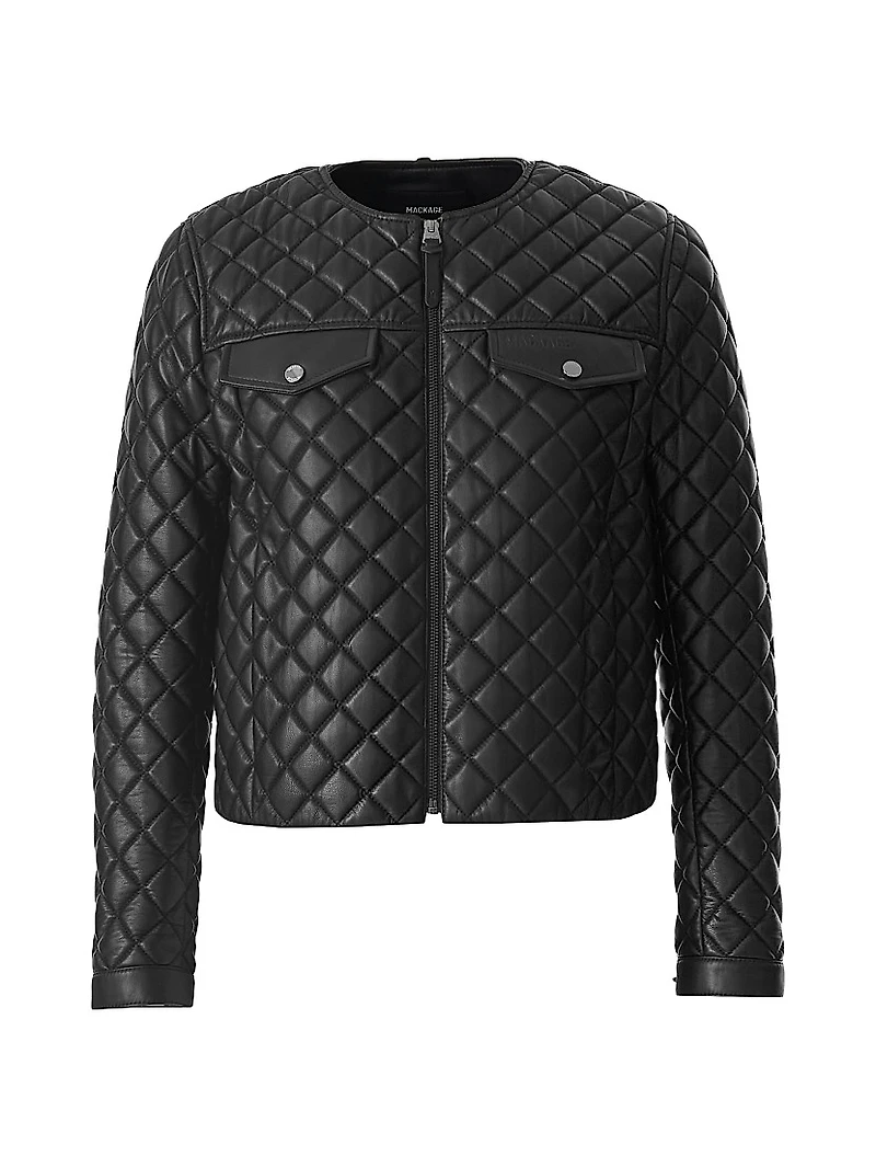 Lena Quilted Leather Crop Jacket