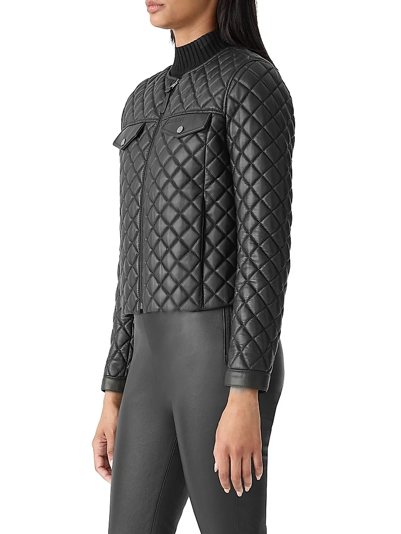 Lena Quilted Leather Crop Jacket