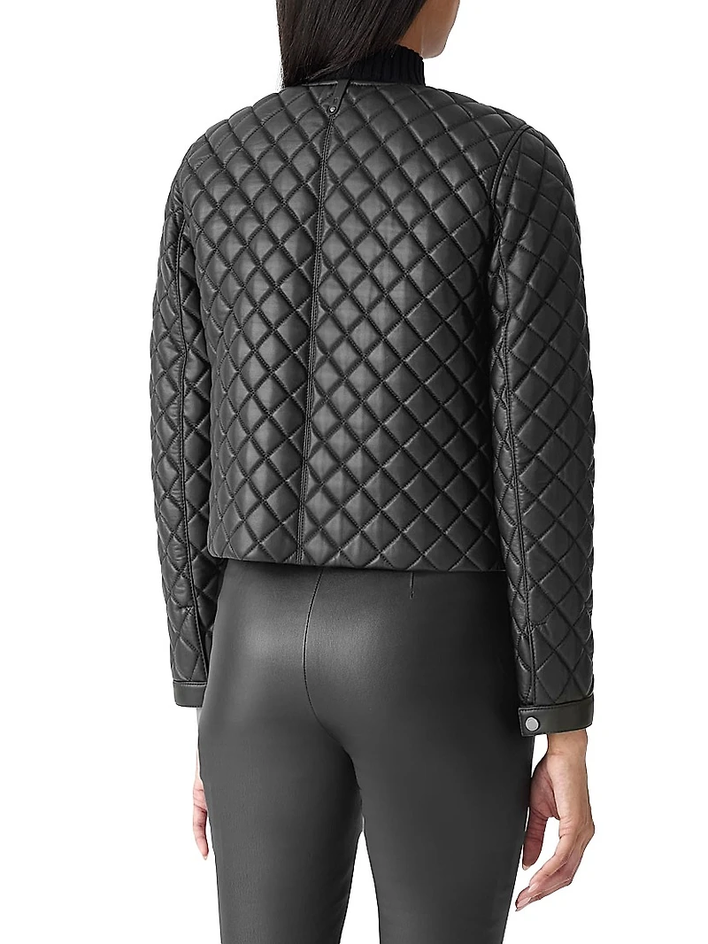 Lena Quilted Leather Crop Jacket